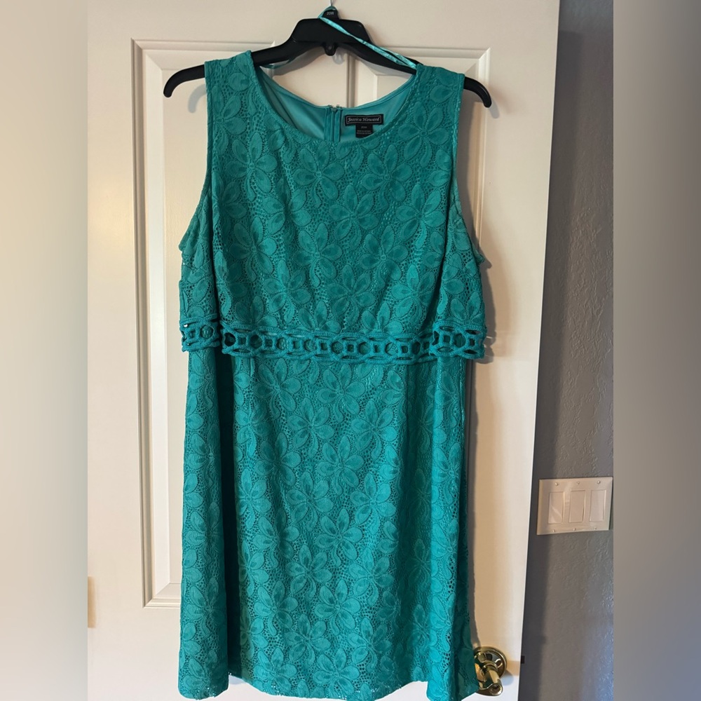 Jessica Howard Turquoise Floral Lace Dress